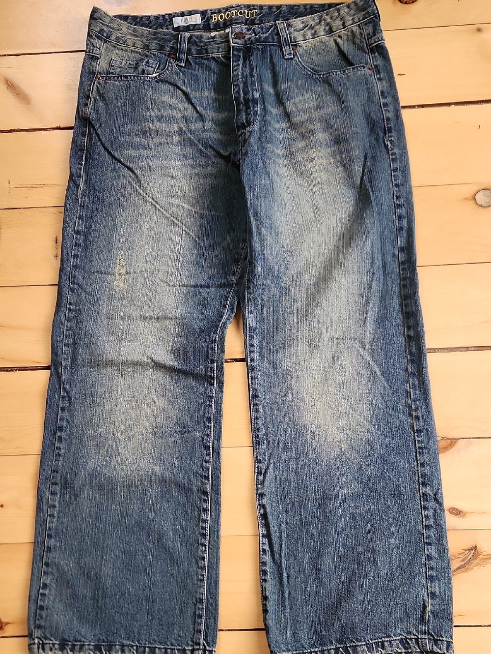 Y2K Route 66 Men's Bootcut Jeans in Faded Blue Wash 36x30